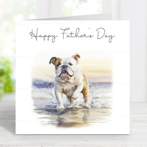 Bulldogge Vatertagskarte, glückliche Vatertagshund-Grußkarte, 6 "x 6"