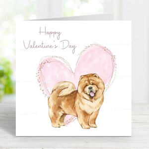 Chow Chow-valentijnskaart, schattige hondwenskaart, 6 x 6 inch