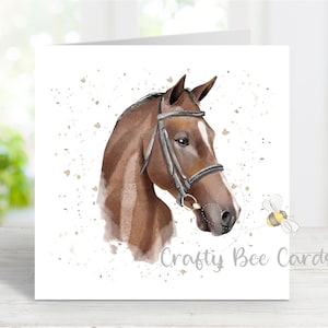 Carte cheval, belle carte de voeux pour toute occasion, anniversaire, merci, rétablissement, sympathie, perte d'un animal de compagnie, 6 x 6 po. - modèle 2