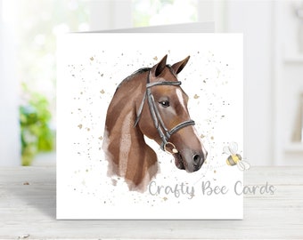 Carte cheval, belle carte de voeux pour toute occasion, anniversaire, merci, rétablissement, sympathie, perte d'un animal de compagnie, 6 x 6 po. - modèle 2