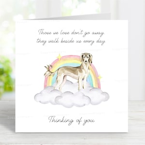 Saluki Beileidkarte - Hund denkt an Sie Karte - Sentimentaler Hundeverlust Zitat - Rainbow Bridge Hundekarte - 6 "x 6"