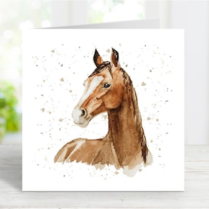 Tarjeta de caballo, preciosa tarjeta de felicitación para cualquier ocasión: cumpleaños, agradecimiento, recuperación, condolencias, pérdida de mascota, 15 x 15 cm