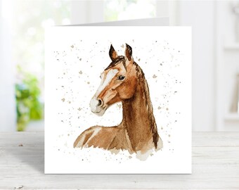 Carte cheval, belle carte de voeux pour toute occasion, anniversaire, merci, rétablissement, sympathie, perte d'un animal de compagnie, 6 x 6 po.