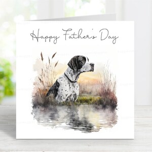 Aanwijzer Vaderdagkaart, Happy Father's Day hondenwenskaart, 6 x 6 inch