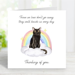 Tarjeta de condolencias de Bombay/Gato Negro - Tarjeta de un gato pensando en ti - Tarjeta sentimental por la pérdida de un gato - 15 x 15 cm