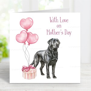 Labrador Retriever (Schwarz) Hund Mutter Tages Karte, schöne Mama Grüße Karte für Mothering Sonntag, 6 "x 6", innen leer