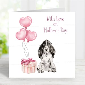 Cocker Spaniel (Blue Roan) Mutter-Tageskarte, reizende Mamma-Karte für Mothering-Sonntag, 6 "x 6", innen leer