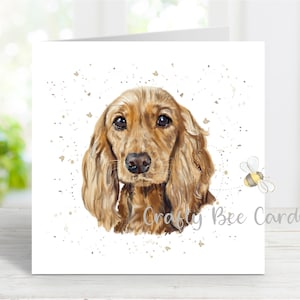 Carte de voeux pour chien cocker spaniel (doré), vierge pour toute occasion, anniversaire, merci, rétablissement, sympathie, perte d'un animal de compagnie, nouveau chiot, 6 x 6 po.