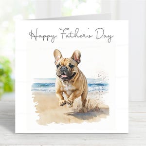 Französische Bulldogge (Rehkitz) Vatertagskarte, glücklicher Vatertag Frenchie-Grußkarte, 6 "x 6"