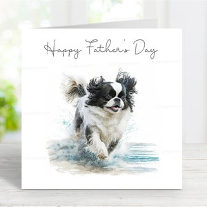 Biglietto di auguri per la festa del papà in stile giapponese Chin, biglietto di auguri per la festa del papà con cane, 6" x 6"