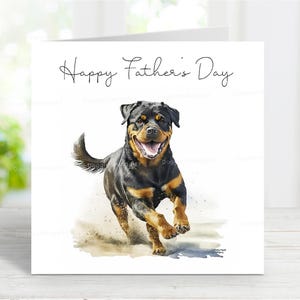 Rottweiler-vaderdagkaart, Happy Father's Day-hondenwenskaart, 6 x 6 inch