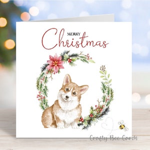 Corgi Christmas Card, biglietto di auguri 'Buon Natale' per cani, 6" x 6"