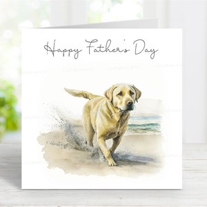 Labrador Retriever (Gelb) Vatertagskarte, glücklicher Vatertagshund-Grußkarte, 6 "x 6"