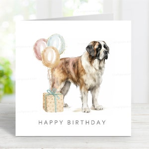 Carte d'anniversaire Saint-Bernard, jolie carte de voeux pour chien, 6 x 6 po, vierge à l'intérieur