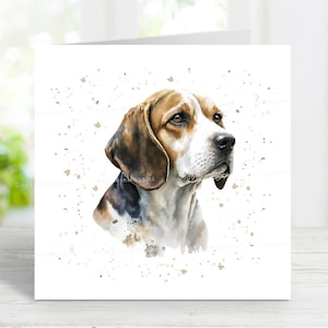 Carte Beagle, jolie carte de voeux de chien pour toute occasion - anniversaire, merci, rétablissement, sympathie, perte d'un animal de compagnie, 6 x 6 po (n° 2)