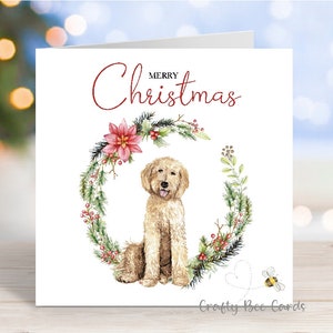 Carte de Noël Labradoodle, carte de voeux de fête « Joyeux Noël », chien, 6 x 6 po
