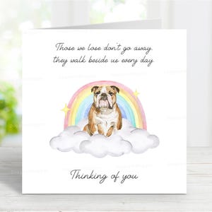 Bulldogge Sympathy Card - Hund denkt an Sie Karte - Sentimentaler Hundeverlust Zitat - Rainbow Bridge Hundekarte - 6 "x 6"