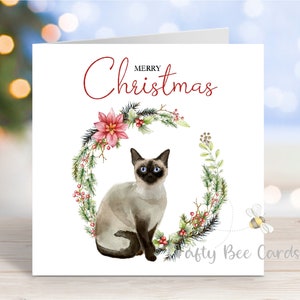 Siamkatze Weihnachtskarte, 'Merry Christmas', Festliche Grußkarte, 6 "x 6"