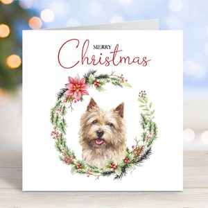 Carte de Noël Norwich Terrier, carte de voeux « Joyeux Noël », chien festif, 6 x 6 po