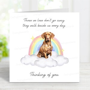 Ungarische Vizsla Beileidkarte - Hund denkt an Sie Karte - Sentimentaler Hundeverlust Zitat - Regenbogenbrücke Hundekarte - 6 "x 6"
