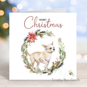 Chihuahua (Smooth Coat) Weihnachtskarte, 'Merry Christmas' Festliche Hund Grußkarte, 6 "x 6"