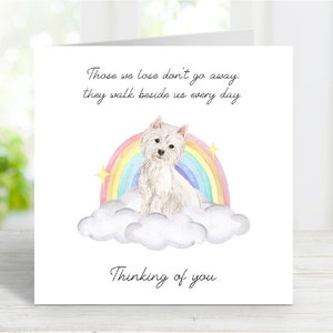 Westhighland White Terrier Beileidskarte - Denken an Sie Sentimentaler Hundeverlust Zitat - Regenbogenbrücke Westie Karte - 6 "x6"