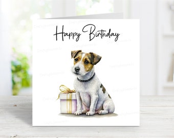 Jack Russell Terrier Birthday Card, Fun Novelty Dog Greetings Card, 6" x 6", Blank Inside