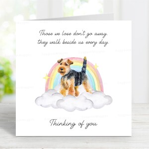 Cartão de simpatia do Welsh Terrier - Cartão de cachorro pensando em você - Citação sentimental de perda de cachorro - Cartão de cachorro Rainbow Bridge - 6" x 6"