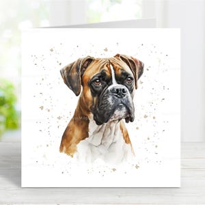 Carte boxer, belle carte de voeux pour toute occasion, anniversaire, merci, rétablissement, sympathie, perte d'un animal de compagnie, 6 x 6 po
