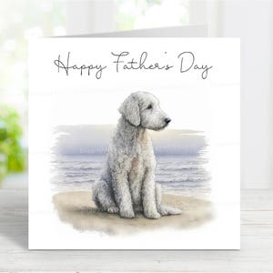 Bedlington Terrier Vatertagskarte, glücklicher Vatertagshund-Grußkarte, 6 "x 6"