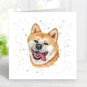 Tarjeta de Akita, adorable tarjeta de felicitación para cualquier ocasión: cumpleaños, agradecimiento, recuperación, condolencias, pérdida de mascota, 15 x 15 cm