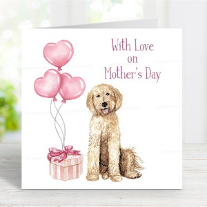 Labradoodle/Goldendoodle Muttertagskarte, schöne Mama-Karte für Mothering-Sonntag, 15 x 15 cm, innen leer