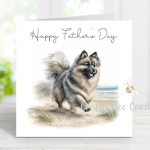 Keeshond Vatertagskarte, glücklicher Vatertagshund-Grußkarte, 6 "x 6"