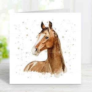 Pferde Karte, Liebe Grüße, Geburtstag, Dankeschön, Gute Besserung, Sympathie, Haustier Verlust, 15x15cm