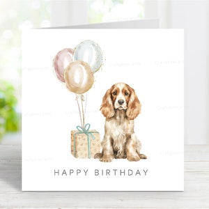 Carte d'anniversaire Cocker Spaniel (Orange Roan), carte de voeux pour chien, 6 x 6 po, blanc à l'intérieur