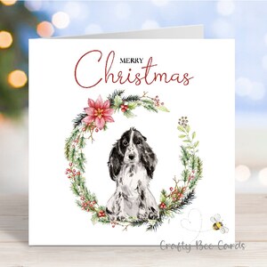 Carte de Noël cocker spaniel, carte de voeux « Joyeux Noël », chien festif, 6 x 6 po