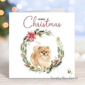 Tarjeta navideña de Pomerania, "Feliz Navidad", 15 x 15 cm