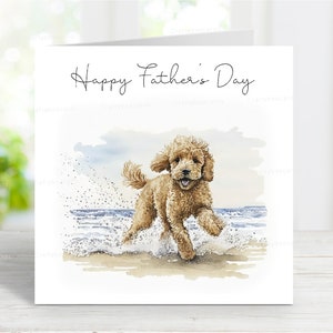 Biglietto per la festa del papà con barboncino (albicocca), biglietto di auguri per la festa del papà con cane, 6" x 6"