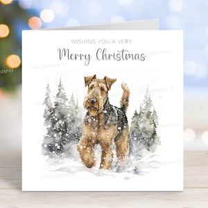 Carte de Noël Airedale Terrier, carte de voeux de fête « Joyeux Noël », chien, 6 x 6 po