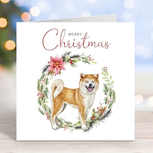 Carte de Noël Akita, carte de voeux de chien « Je vous souhaite un très joyeux Noël », 15 x 15 cm