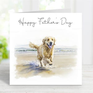 Golden retriever-vaderdagkaart, Happy Father's Day-wenskaart voor honden, 6 x 6 inch