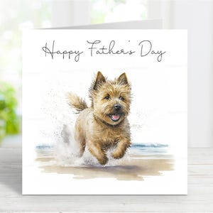Norwich Terrier Vaderdagkaart, Happy Father's Day hondenwenskaart, 6 x 6 inch