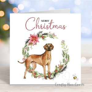 Carte de Noël Rhodesian Ridgeback, carte de voeux « Joyeux Noël », chien festif, 6 x 6 po