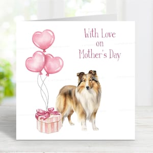 Shetland Sheepdog Mutter-Tageskarte, reizende Sheltie-Mama Karte für Mothering-Sonntag, 15,5 x 15 cm, innen leer