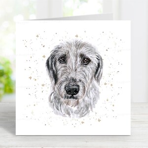 Carte de lévrier irlandais, belle carte de voeux de chien pour toute occasion, anniversaire, merci, rétablissement, sympathie, perte d'animal de compagnie, 6 x 6 po