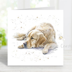 Biglietto di auguri per cane Golden Retriever, vuoto per qualsiasi occasione, compleanno, grazie, guarigione, condoglianze, perdita di un animale domestico, nuovo cucciolo, 6" x 6" - GR2