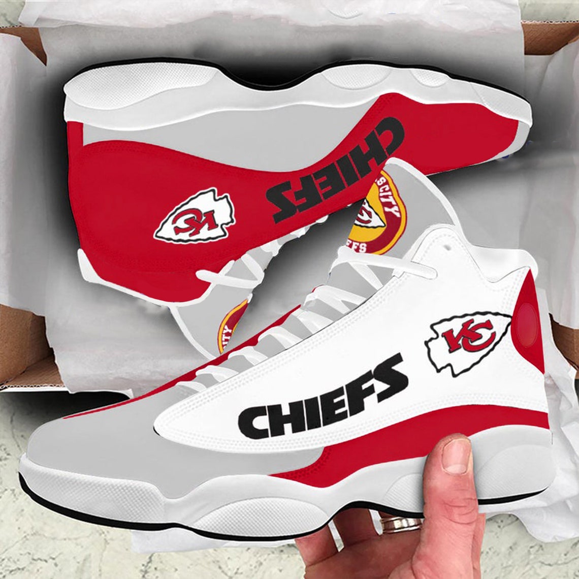 Kansas City Chiefs Air JD13 Sneakers Shoes Chiefs Sneakers Etsy