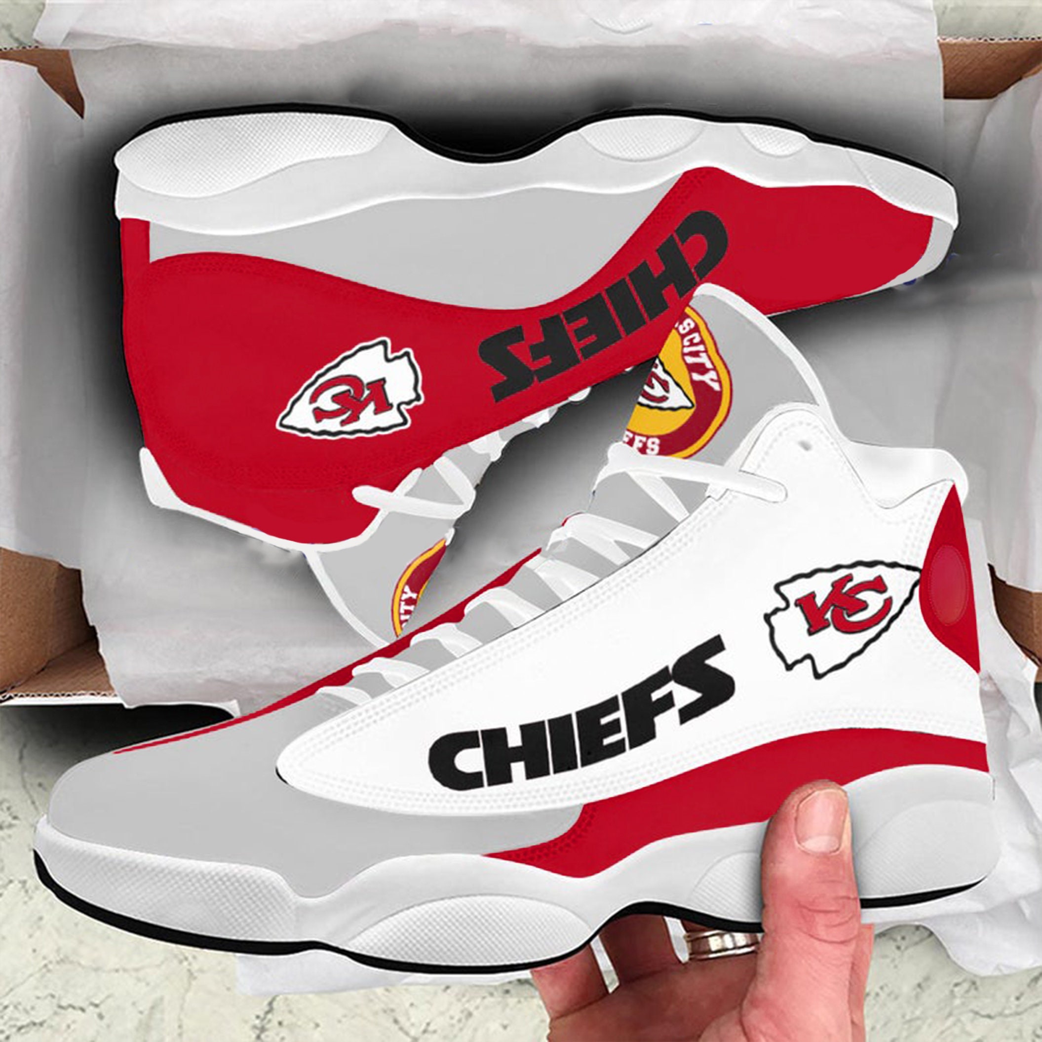 Kansas City Chiefs Air JD13 Sneakers Shoes Chiefs Sneakers | Etsy