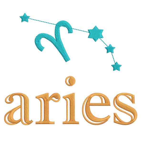 Aries Zodiac Sign Embroidery Design 3 SIZES xxx vp3 pes pcs jpx jef hux exp emd dst