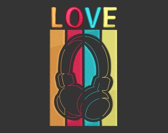 Love Music Embroidery Design 2 SIZES dst exp hus jef jpx pes vp3 xxx format available for 5x7 4x4 Hoop